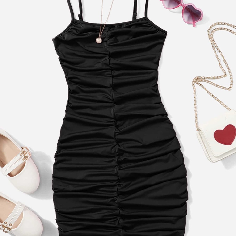 Elegant Black Ruched Dress
